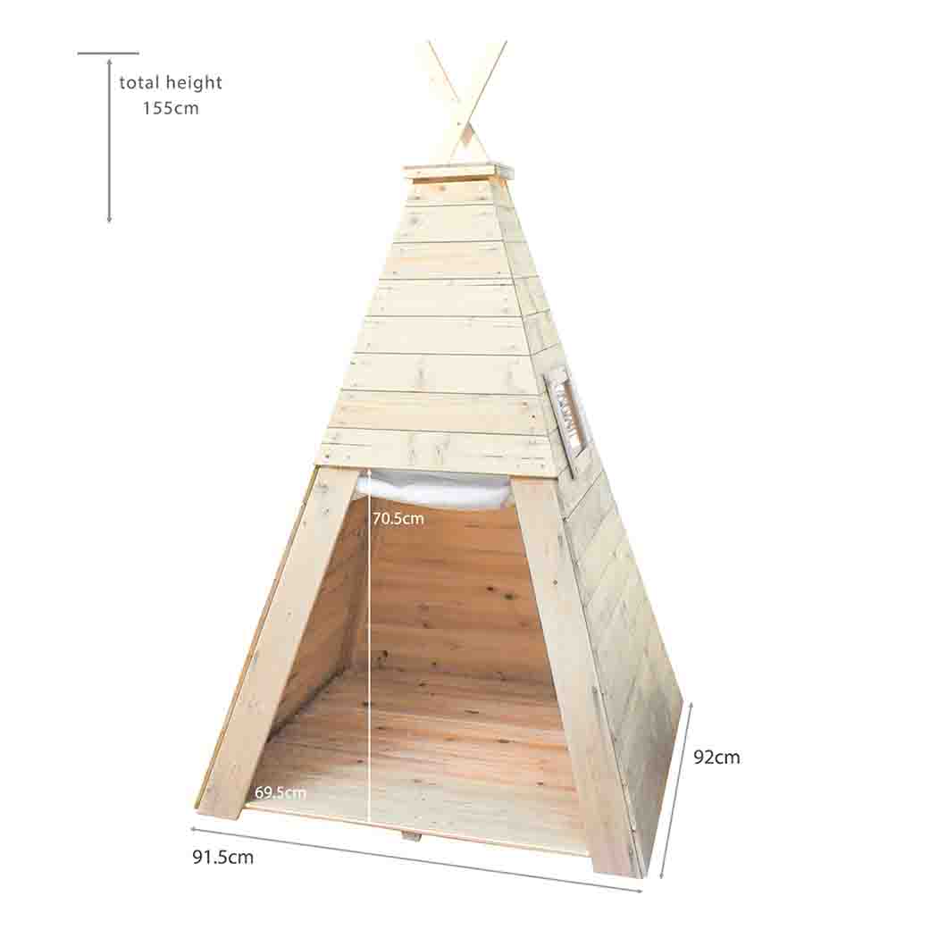 Wooden Teepee Playhouse with Floor | Kids' Indoor & Outdoor Hideaway