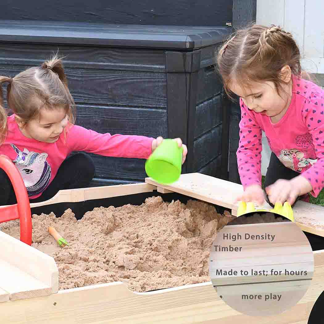 Car-Shaped Wooden Sandpit with Cover | Kids' Novelty Garden Sandpit