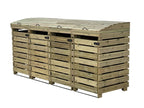 BinBreeze wooden wheelie bin storage unit hiding four bins with lift-up lids