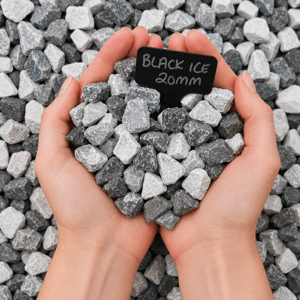 Black Ice Gravel | 20mm Black, Grey & White Marble Chippings