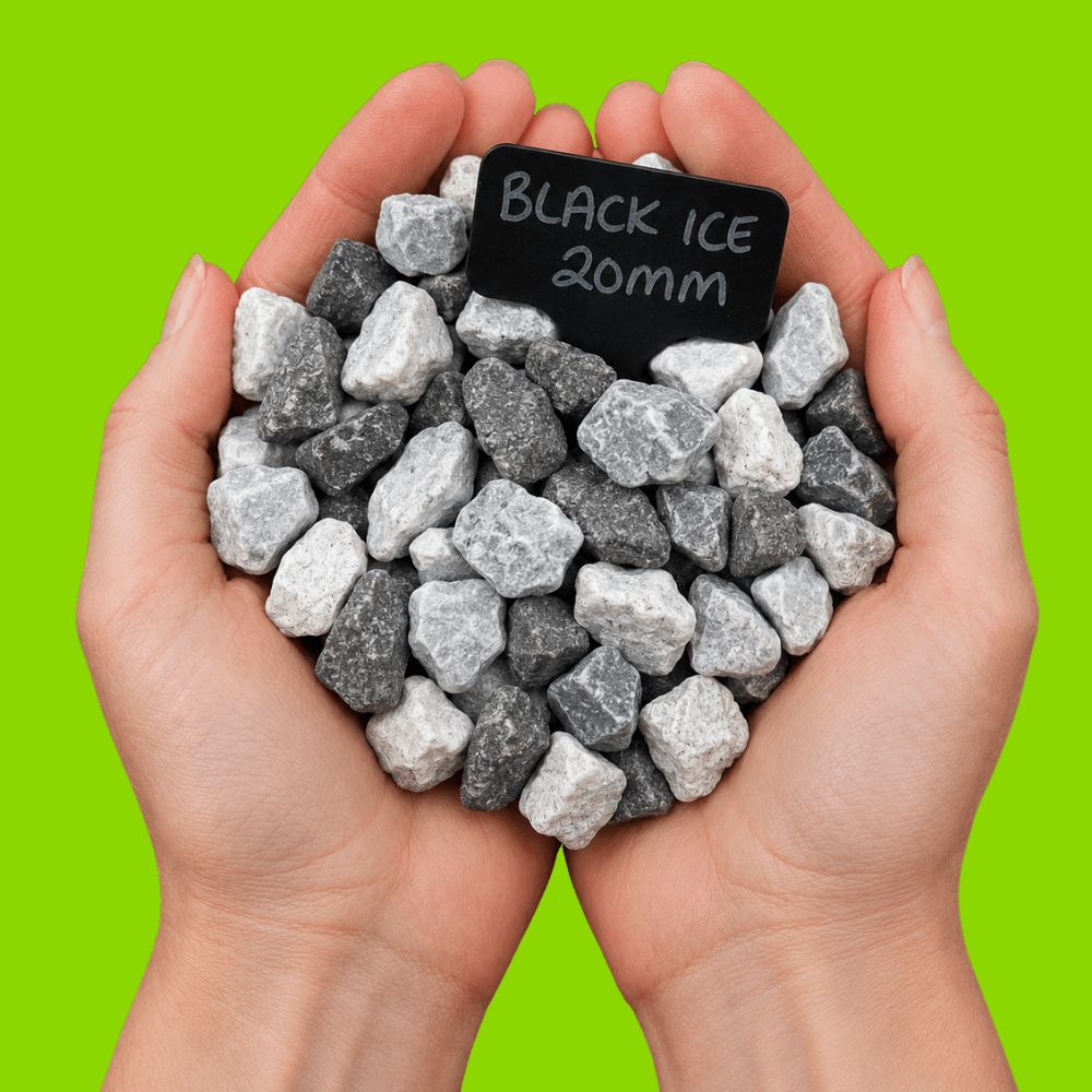 Black Ice Gravel | 20mm Black, Grey & White Marble Chippings