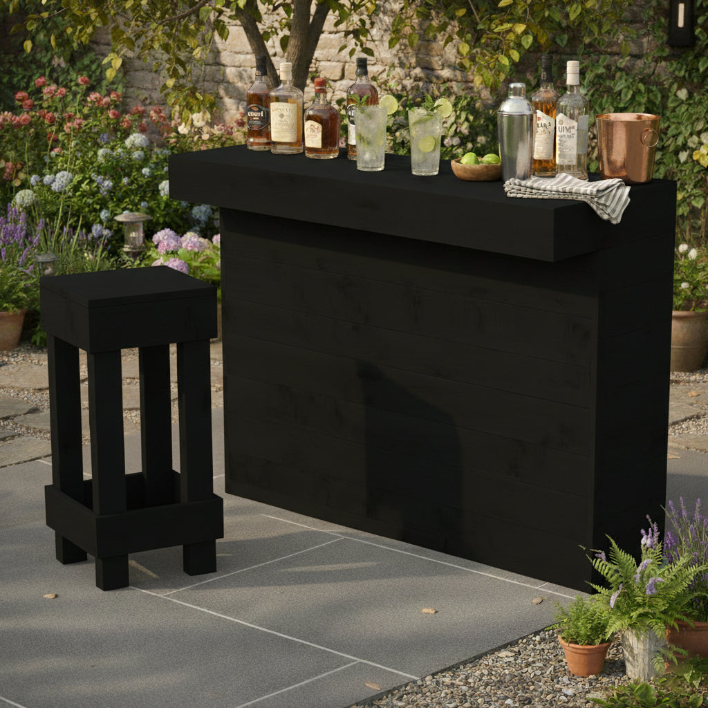 L-Shape Rustic Wooden Garden Bar | Corner Pallet-Style Outdoor Bar