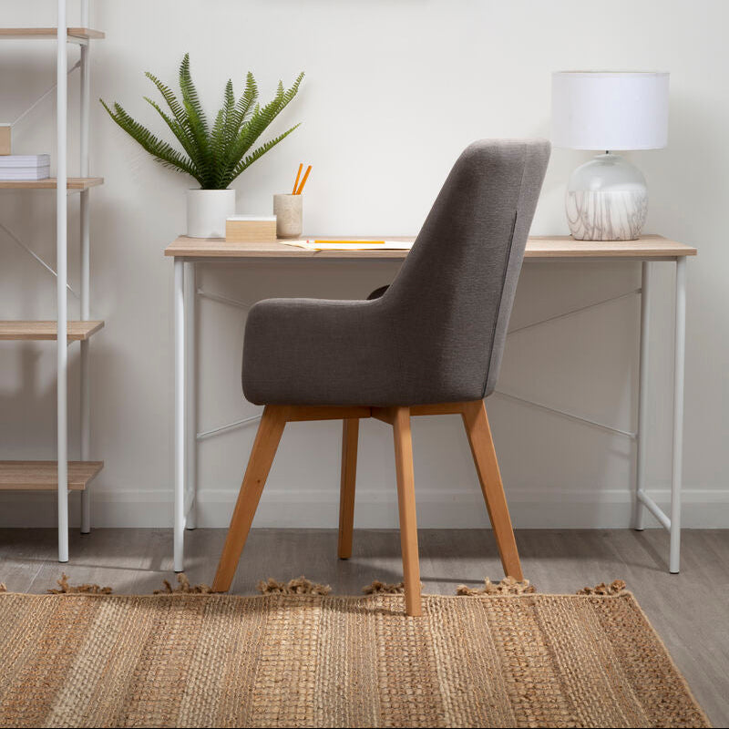 Stockholm Dining Armchair | Grey Fabric Dining Chair with Armrests