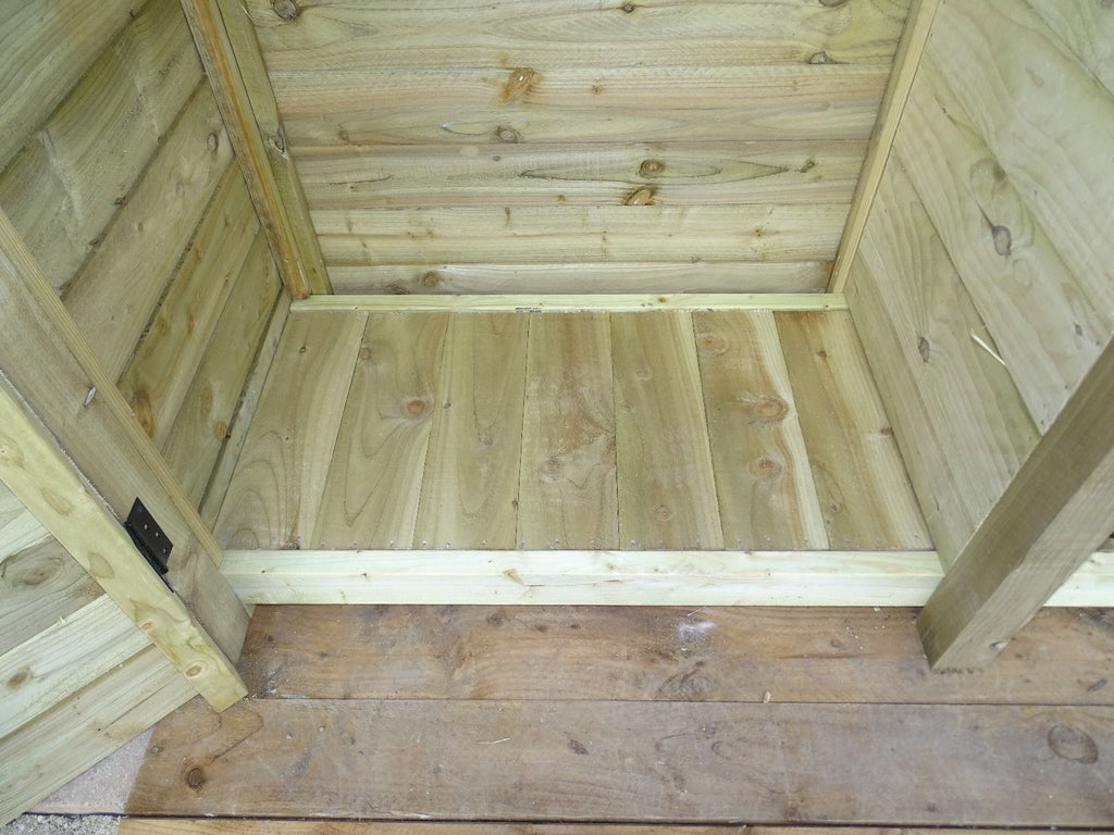 Wooden Garden Tool &amp; Log Store | Wide Sloping Roof Against Wall | 227cm