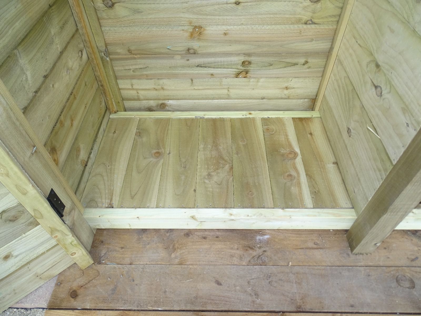 Wooden Garden Tool &amp; Log Store | Wide Sloping Roof Against Wall | 227cm