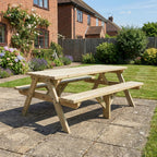 Fortem Pub Style Picnic Table and Benches Set in natural light green finish
