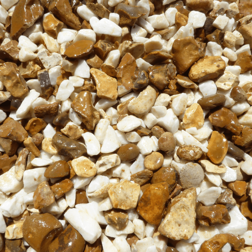 Gold & White Gravel | 20mm Blended Decorative Chippings