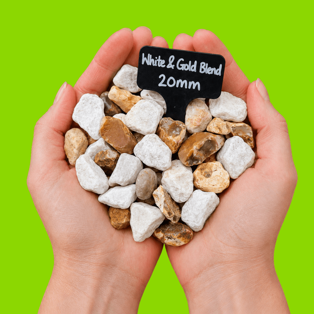 Gold & White Gravel | 20mm Blended Decorative Chippings