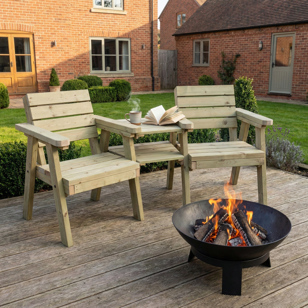Consilium Heavy-Duty Twin Companion Garden Seat in natural green finish