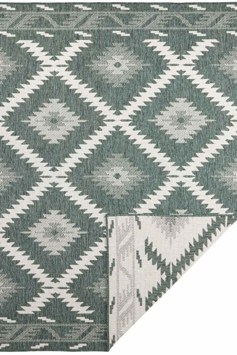 Malibu Indoor Outdoor Rug in green diamond reversible, runner and rectangular