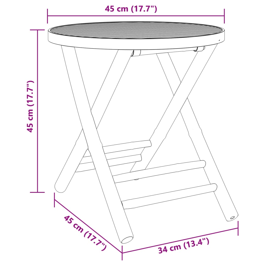 Aura Alcove Dalma Bamboo Folding Garden Bistro Set | 45cm | 2 Colours