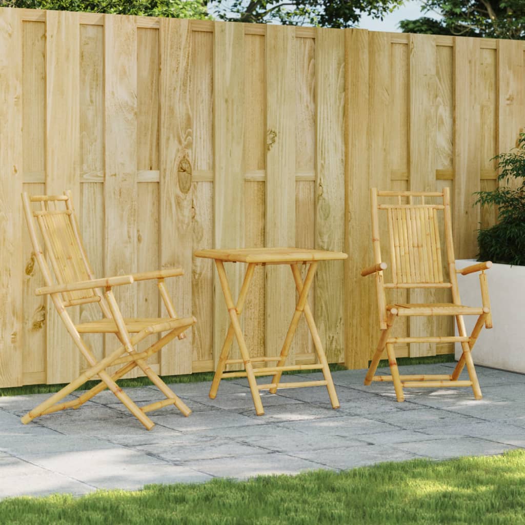 Aura Alcove Vyldo Bamboo Folding Garden Bistro Set | 55cm | 2 Seater