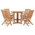 Aura Alcove Rolva 4 Seater Teak Wood Folding Garden Dining Set 90cm