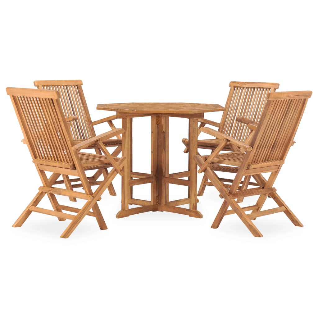 Aura Alcove Rolva 4 Seater Teak Wood Folding Garden Dining Set 90cm