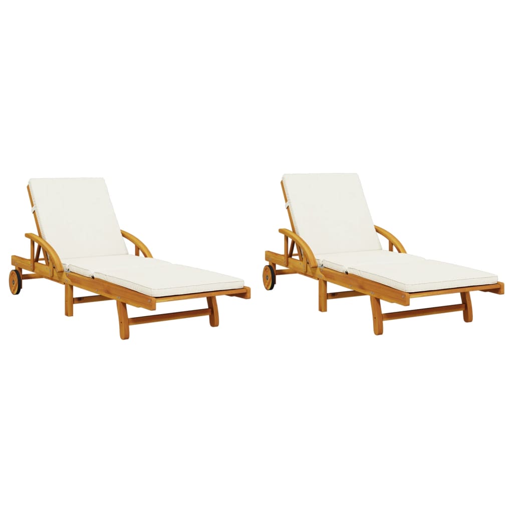 Aura Alcove Blora Acacia Wood Sun Lounger Set of 2 200cm with cushions
