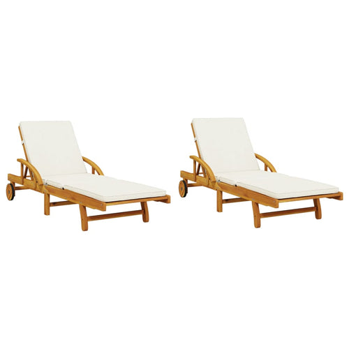 Aura Alcove Blora Acacia Wood Sun Lounger Set of 2 200cm with cushions