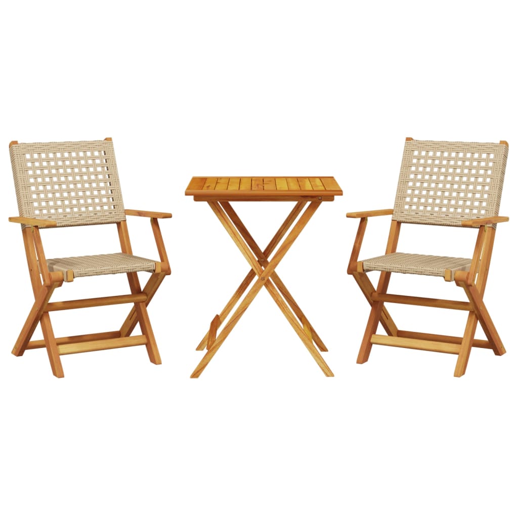 Aura Alcove Grynn Acacia Wood Folding Garden Bistro Set 60cm 2 Seater