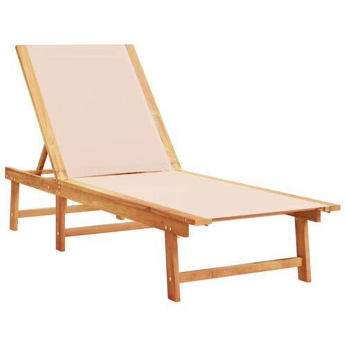 Aura Alcove Trena Acacia Wood 5-Position Adjustable Sun Lounger 200cm in cream