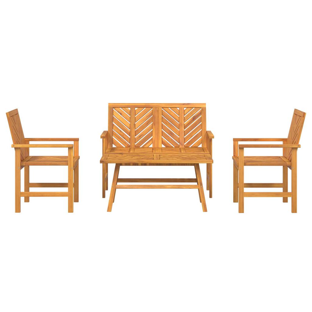 Aura Alcove Hald 4 Piece Acacia Wood Garden Lounge Set with 100cm coffee table