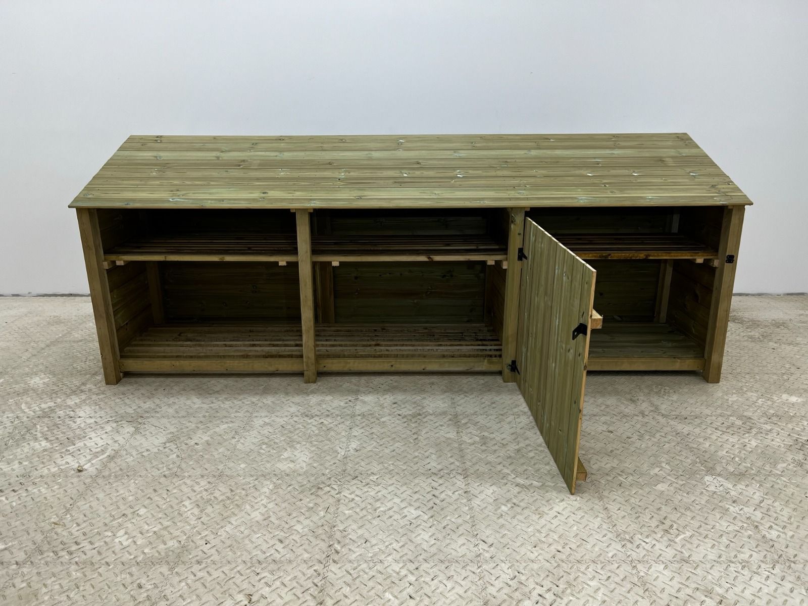 Wooden Garden Tool Storage with Shelf W-335cm, H-126cm or 180cm, D-88cm