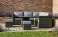 Lima 7 Seater Grey Rattan Garden Corner Sofa Set with Up-Down Table, Stools & Cover