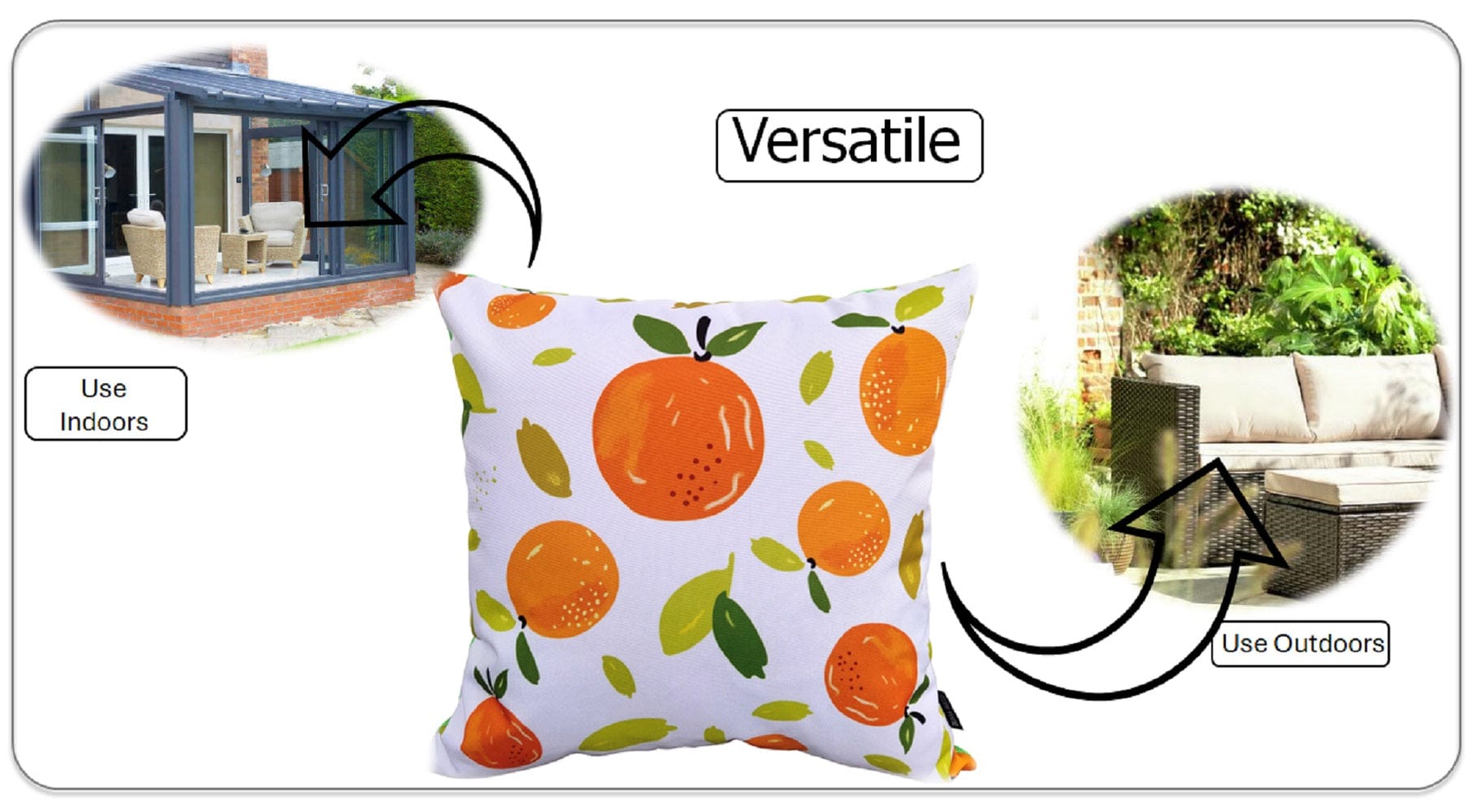 Summer Fruits Waterproof Cushion Covers 43x43cm | Reversible Indoor & Outdoor | Olivia Rocco