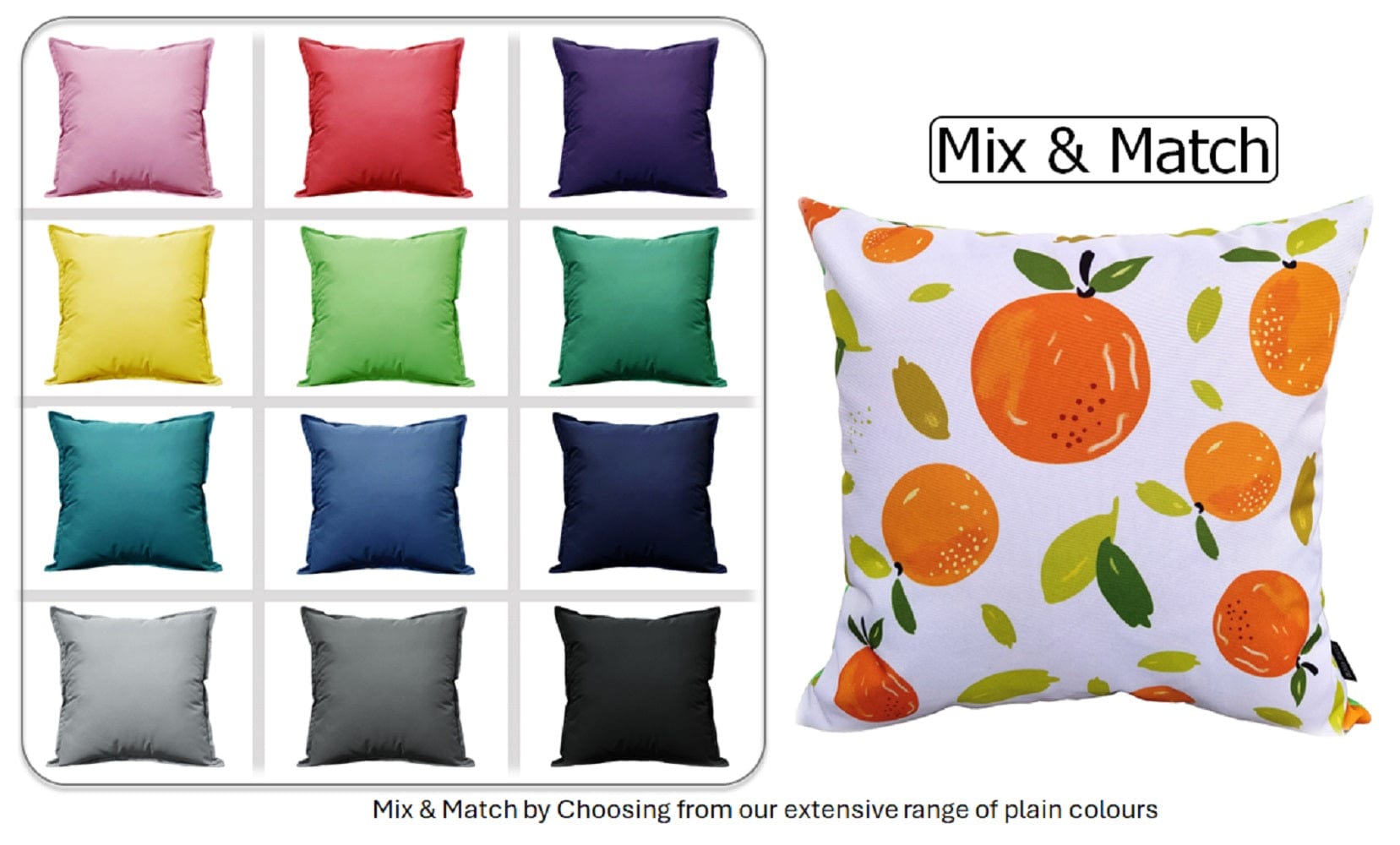 Summer Fruits Waterproof Cushion Covers 43x43cm | Reversible Indoor & Outdoor | Olivia Rocco