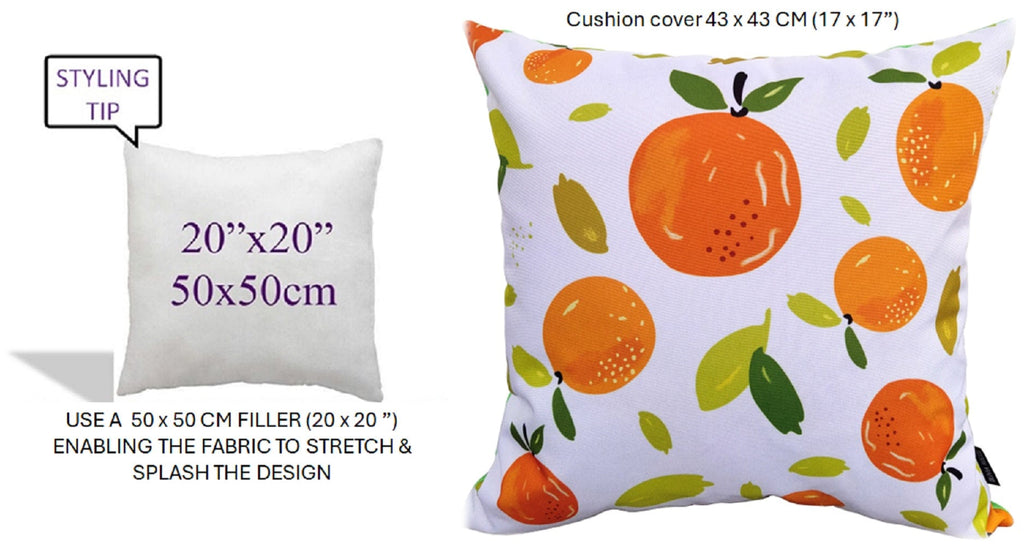 Summer Fruits Waterproof Cushion Covers 43x43cm | Reversible Indoor & Outdoor | Olivia Rocco