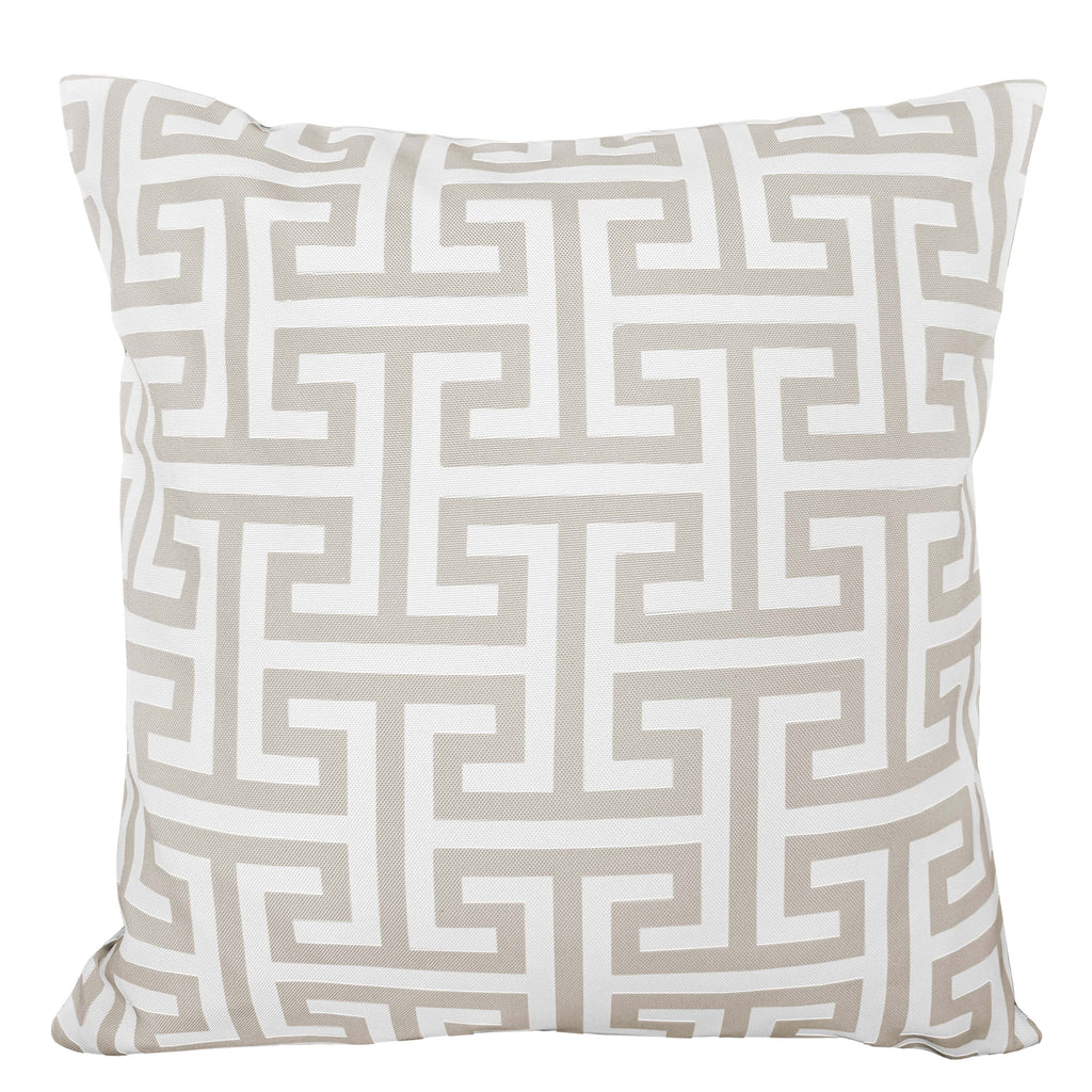 Olivia Rocco Milano Natural waterproof reversible cushion cover 43x43cm on garden seating