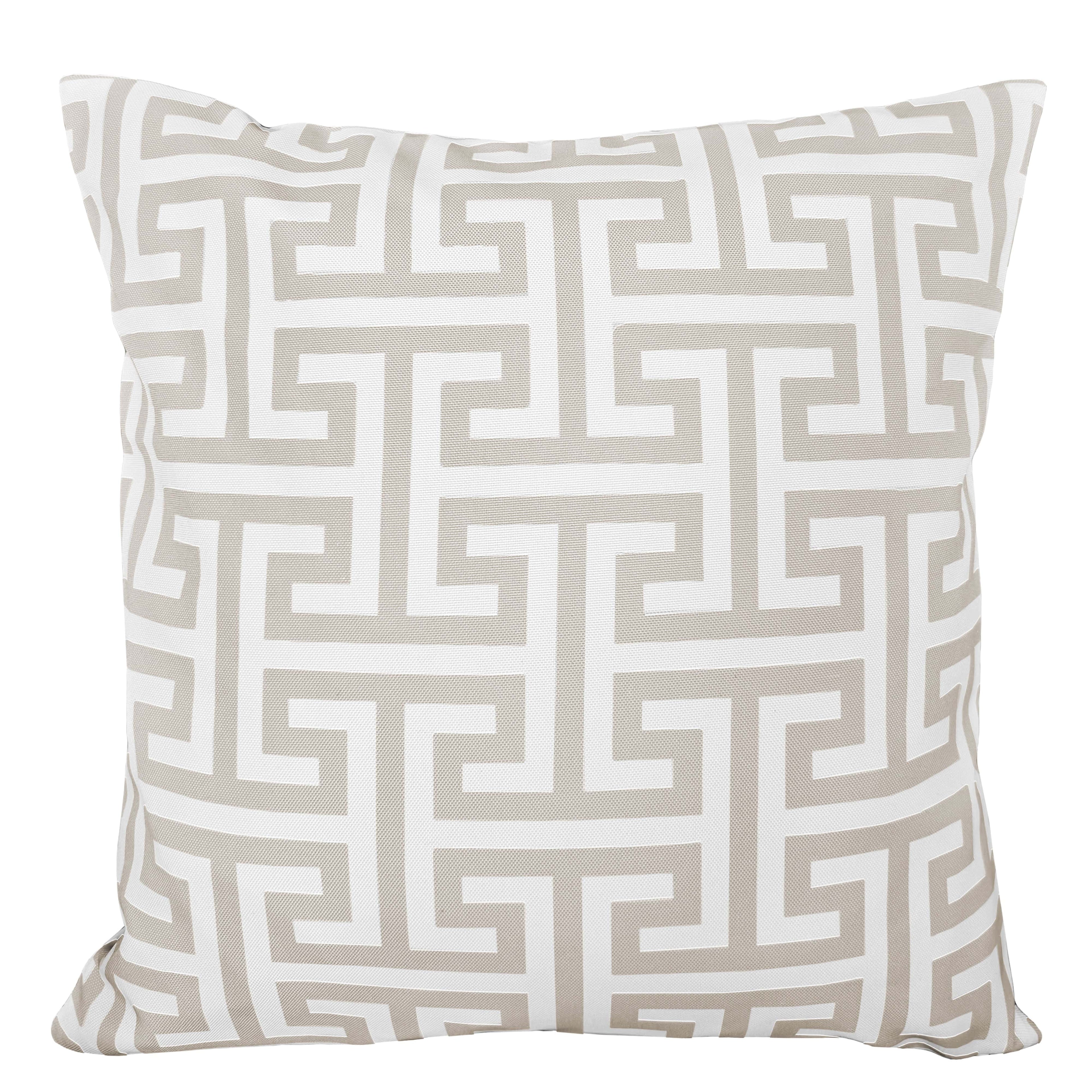 Olivia Rocco Milano Natural waterproof reversible cushion cover 43x43cm on garden seating