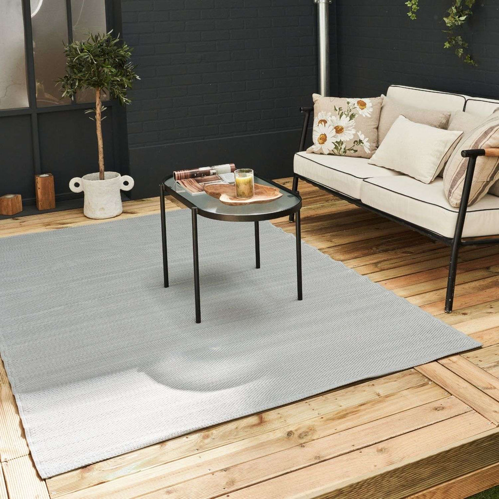 Urban Outdoor Rug | Plain Grey Reversible Flatweave | Lightweight