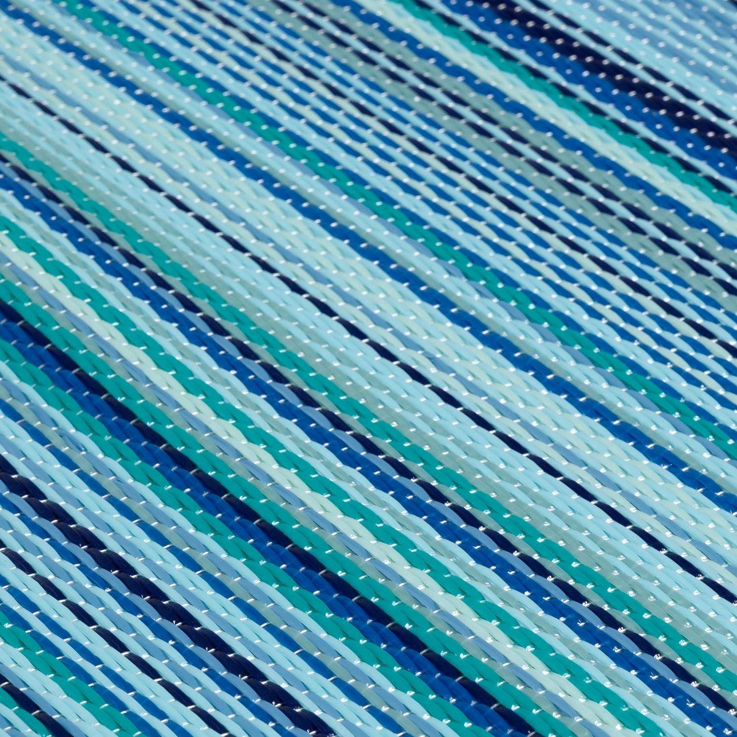 Rainbow Outdoor Rug | Blue Striped Reversible Flatweave | Lightweight