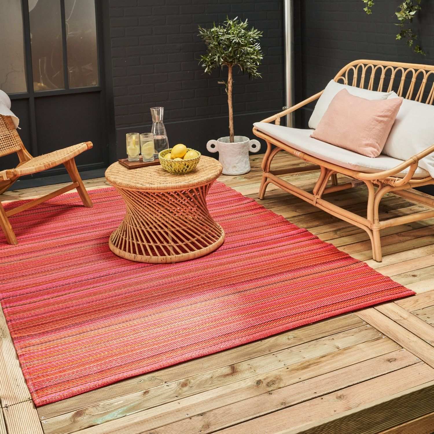 Rainbow Outdoor Rug | Terra Striped Reversible Flatweave | Lightweight