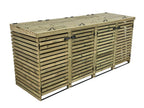 BinHaven slatted wooden wheelie bin storage unit for four bins with lift lid