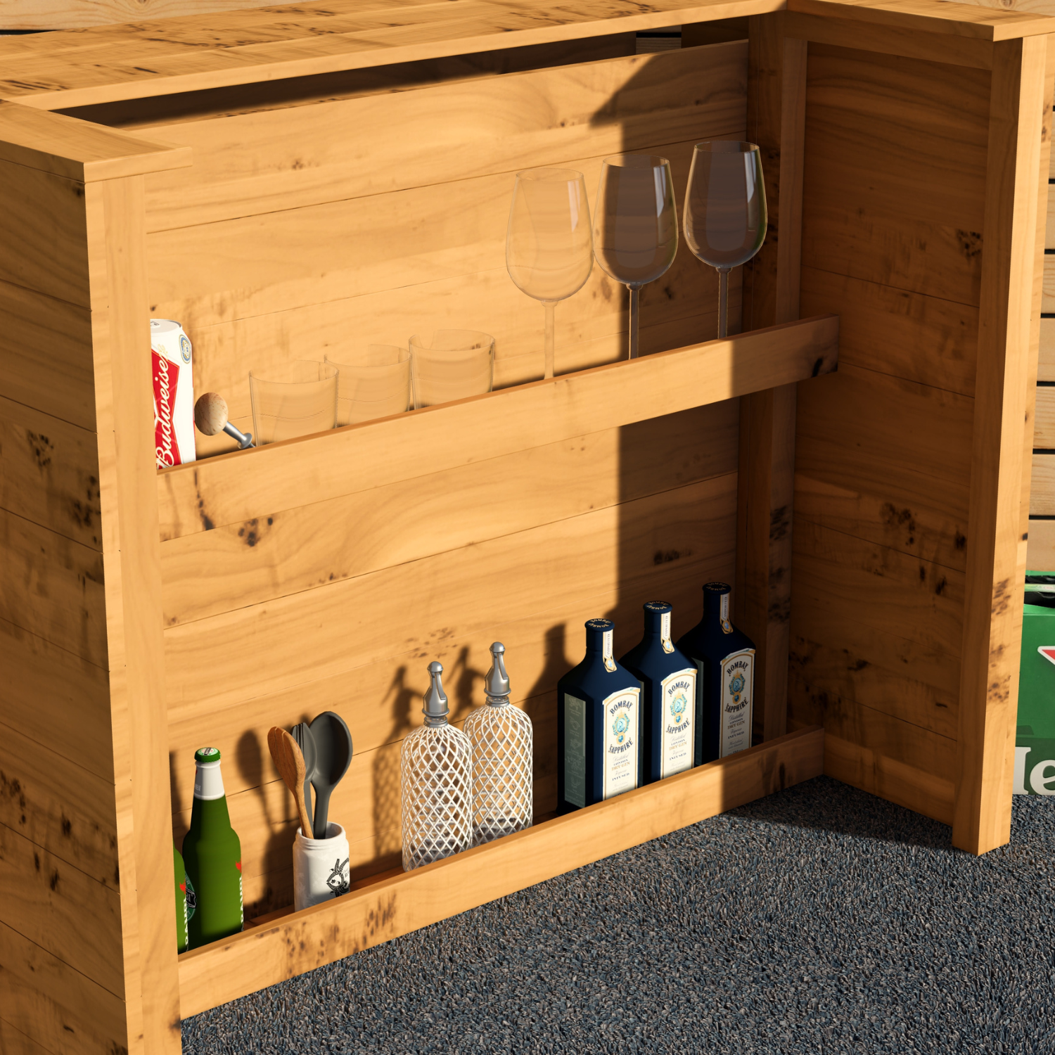 Rustic Wooden Bar - Man Cave Edition