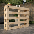 Rustic wooden pallet-style garden bar in rough-sawn timber