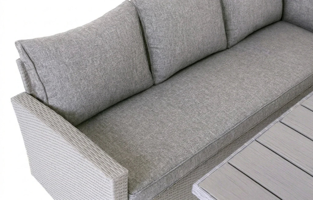 Stockholm 6 Seater Grey Rattan Garden Corner Sofa Set with Cover
