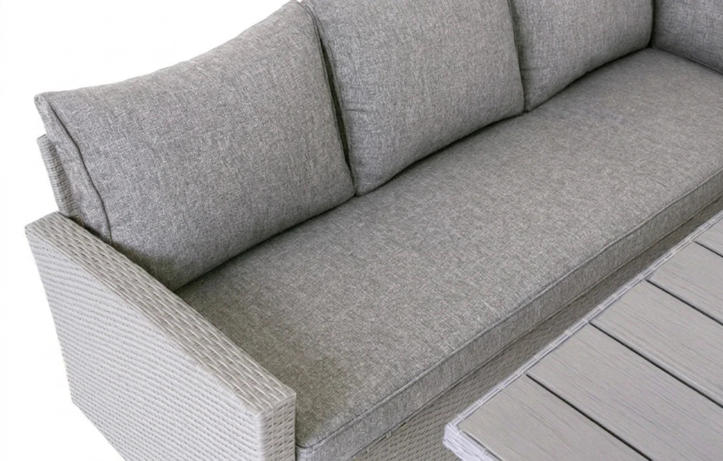 Stockholm 6 Seater Grey Rattan Garden Corner Sofa Set with Cover