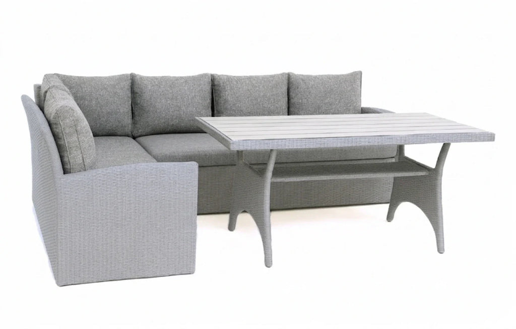 Stockholm 6 Seater Grey Rattan Garden Corner Sofa Set with Cover
