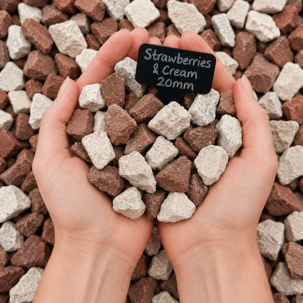 Strawberries & Cream Gravel | 20mm Designer Decorative Chippings