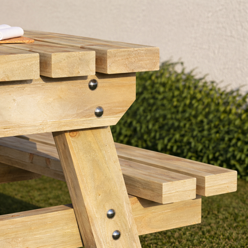 4 Seater Wooden Picnic Table | Treated Timber Garden Bench Table