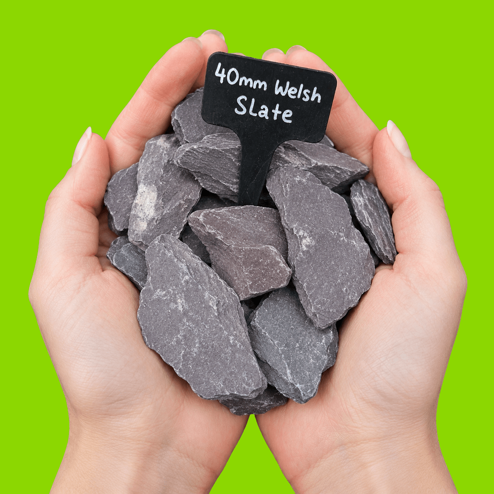 Welsh Green Slate Chippings | 40mm Crushed Slate for Borders
