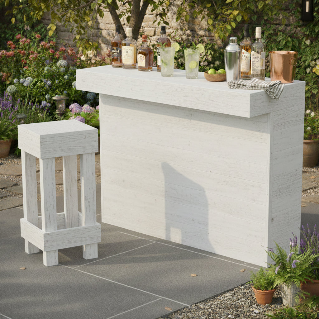 L-Shape Rustic Wooden Garden Bar | Corner Pallet-Style Outdoor Bar