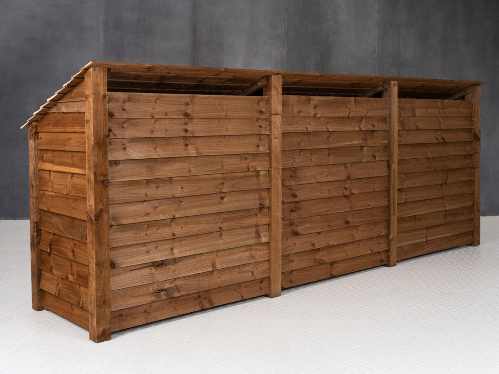 Wooden Garden Tool Storage W-335cm, H-126cm or 180cm, D-88cm - Brown Finish