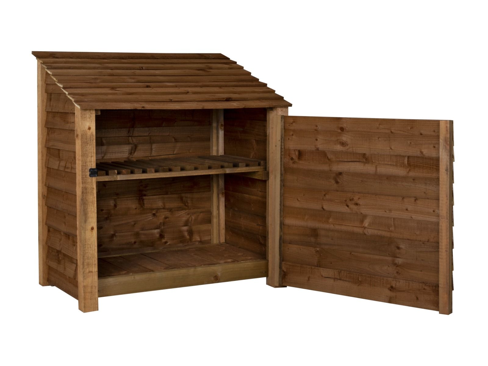 Wooden Garden Tool Storage with Shelf W-119cm, H-126cm or 180cm, D-88cm - Brown Finish