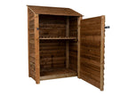 Wooden Garden Tool Storage with Shelf W-119cm, H-126cm or 180cm, D-88cm - Brown Finish