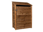Wooden Garden Tool Storage with Shelf W-119cm, H-126cm or 180cm, D-88cm - Brown Finish