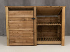 Wall Tool & Log Store with Shelf | 187cm Brown Sloping Back Roof Timber Garden Store