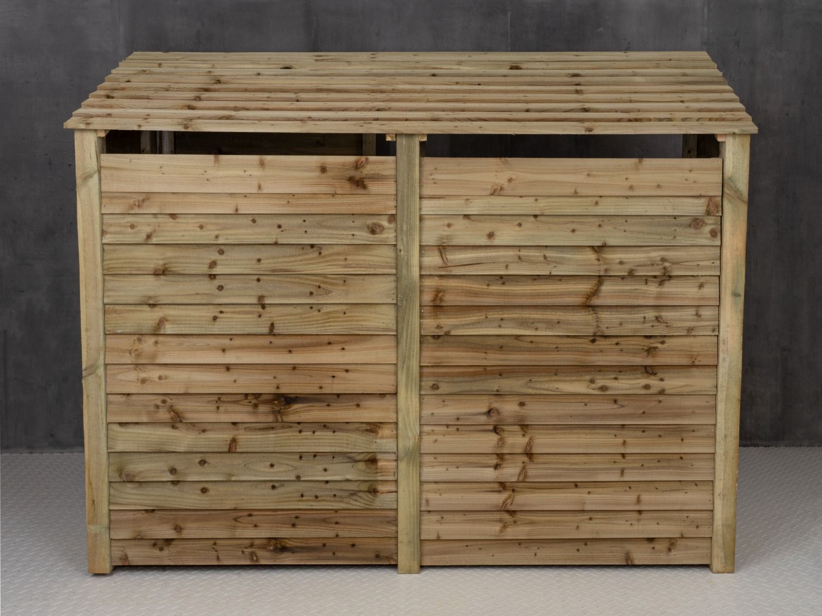 Wooden Garden Tool &amp; Log Store | Wide Sloping Roof Against Wall | 227cm