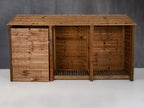 Wooden Garden Tool Storage W-335cm, H-126cm or 180cm, D-88cm - Brown Finish